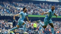 Pemain Manchester City merayakan kemenangan sebagai juara Liga Inggris.Foto: Michael Regan/Getty Images/detik.com