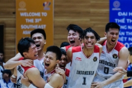 Indonesia merebut Medali Emas pertama kali di SEA Games jungkalkan Raja Basket Philipina | Foto: Kevin Hianusa via kompas.id
