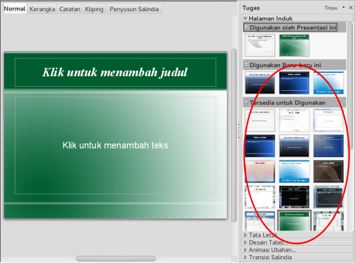Memilih Template