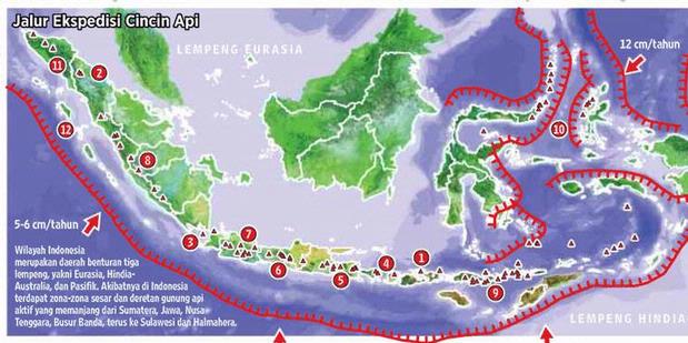 Zona cincin api Indonesia. Melintas di laut Selatan Jawa. www.travel.kompas.com