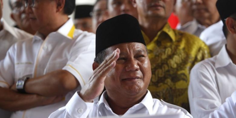 Ketua Umum Dewan Pembina Partai Gerakan Indonesia Raya (Gerindra) sekaligus bakal calon presiden Prabowo Subianto (KOMPAS IMAGES/KRISTIANTO PURNOMO)
