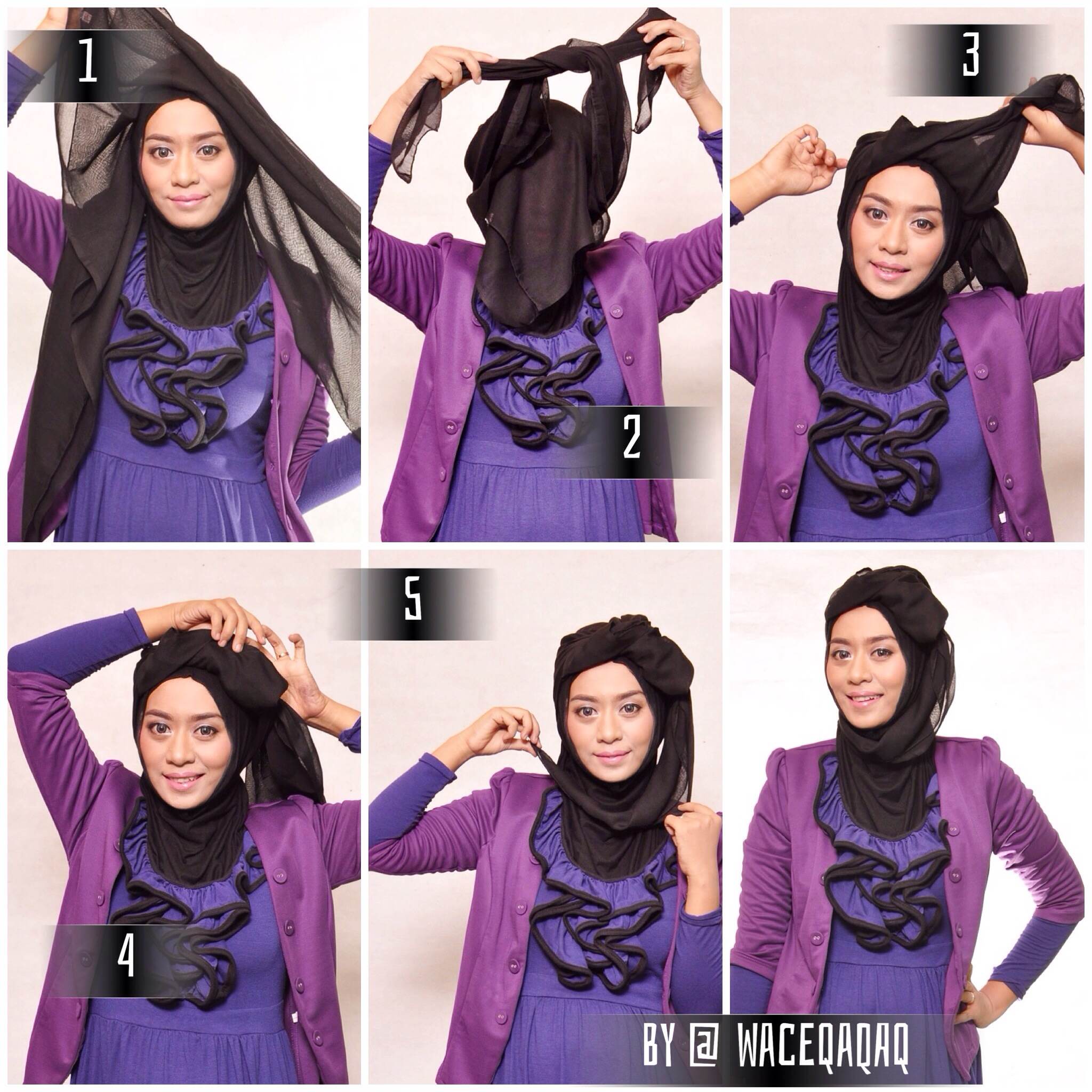 Tutorial Jilbab Segi Empat Dengan Headband Tutorial Hijab Paling