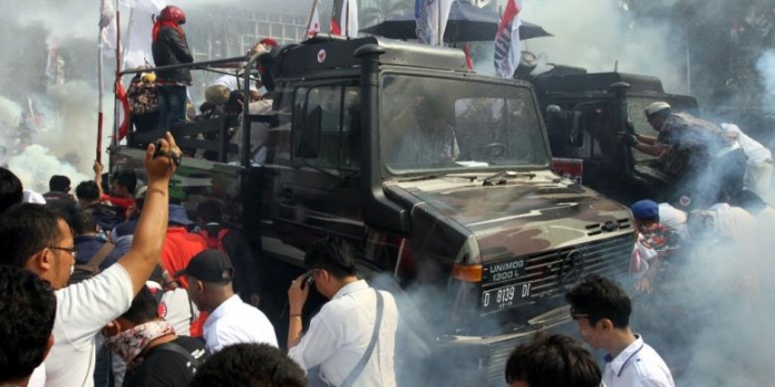 Unimog di lokasi demo MK