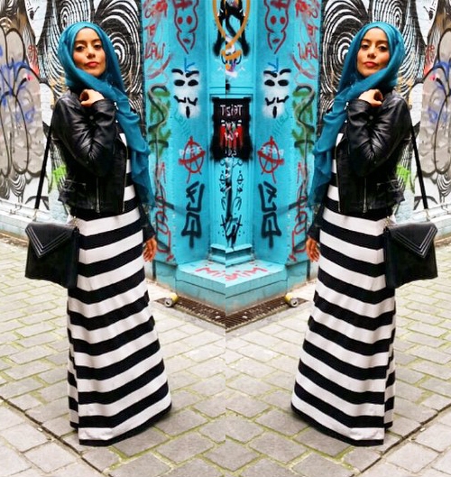 Image result for Tips Memadukan Fashion Hijab Motif Strip
