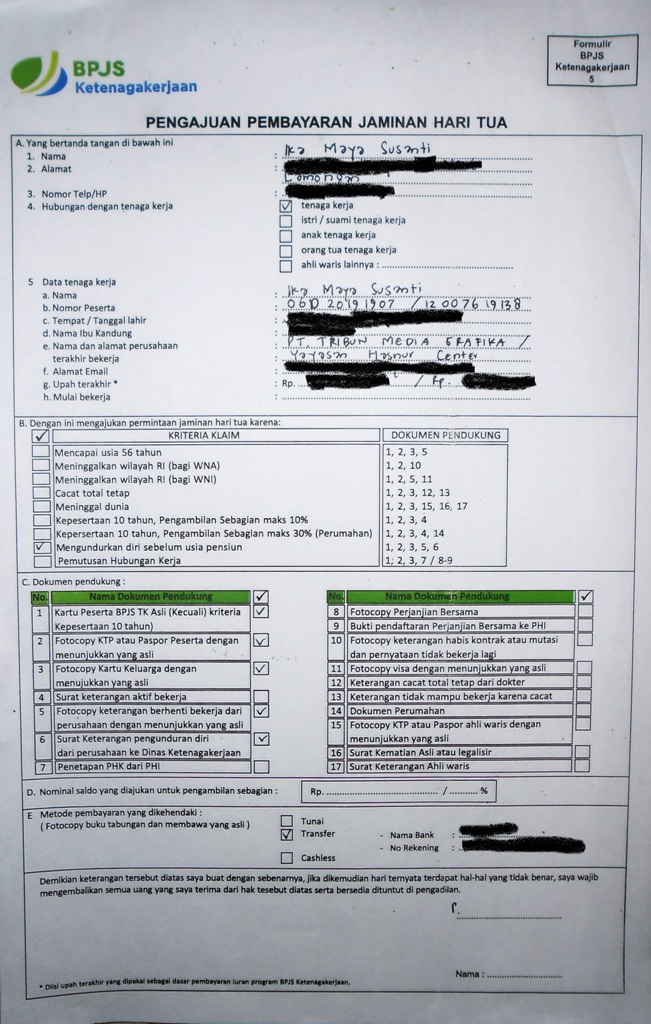 Bpjs Ketenagakerjaan Contoh Formulir Bpjs Yg Sudah Diisi – Berbagai Contoh