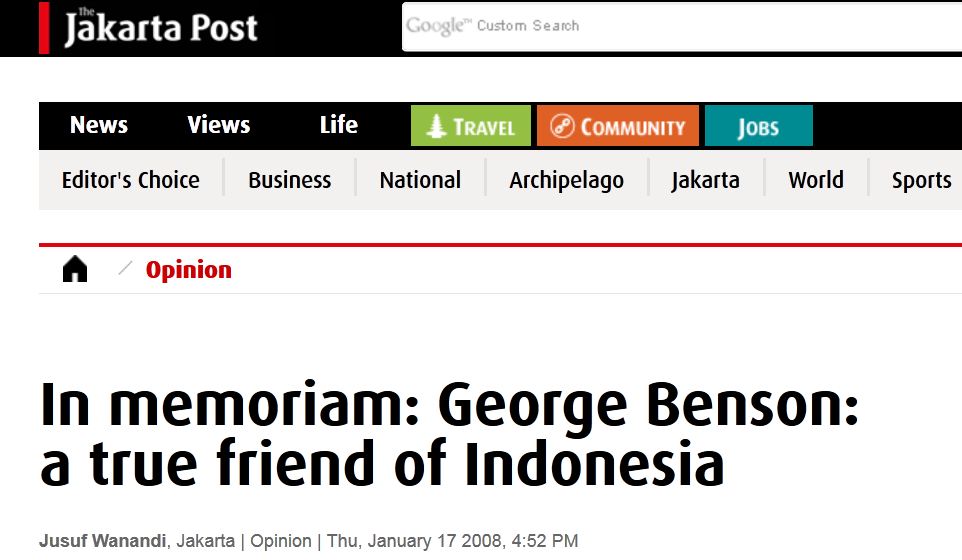 Artikel mengenang Kol. George Benson, ditulis oleh Jusuf Wanandi/dokpri