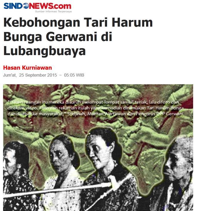 Kebohongan Tari Harum Sari, fitnah keji untuk perempuan Indonesia/sindonews.com