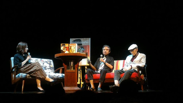 Talkshow Joko Pinurbo dan Sapardi Joko Damono dengan Moderator Najwa Shihab (Dokumentasi Edrida)