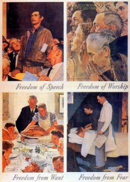 Rangkaian lukisan four freedoms (sumber dr mtviewmirror.com)