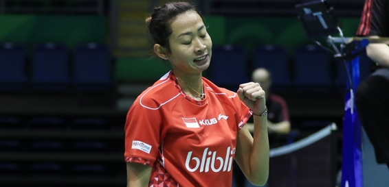 Maria Febe membuka keunggulan Indonesia atas Bulgaria/badmintonindonesia.org