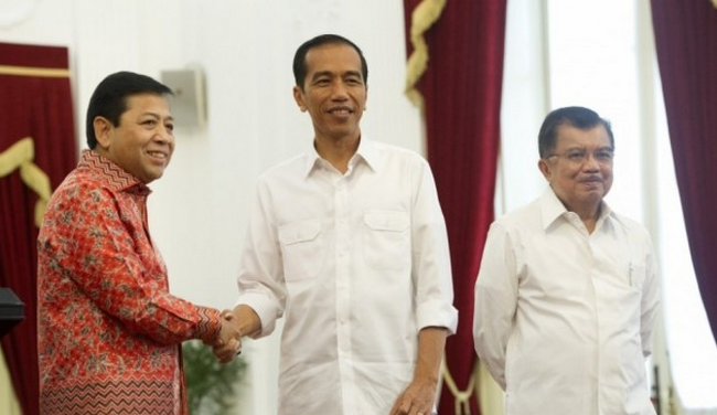 Setnov, Jokowi dan JK di Istana Negara II sumber gambar: rilis.id