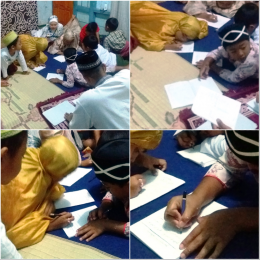 Tidak hanya belajar menulis Hijaiyah, anak-anak juga belajar mengarang bebas untuk latihan. Dok. Pribadi