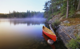 Authors, J David Andrews,  Canoe on Pinetree Lake, Ontario