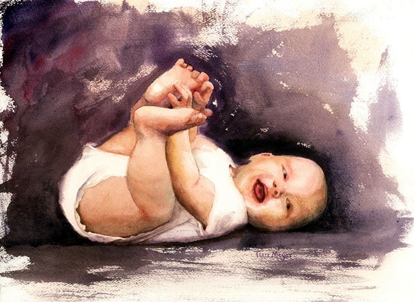 ekspresi bayi - sumber http://greenorc.com/2016/02/adorable-watercolor-painting-you-must-see/