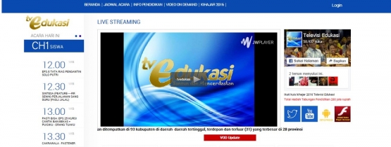 Tv edukasi - streaming, alternatif display di Taman Kota | Foto: screenshot
