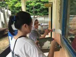 Renovasi pengecetan ulang Sekolah Negeri 013 Pulau Geranting.