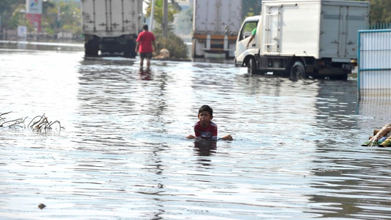 Wilayah Jakarta Utara yang terendam banjir (sumber : print.kompas.com)