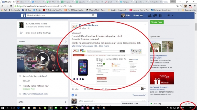 Gb 2.Tampilan FB page MatahariMall Selasa, 7 Juni 2016