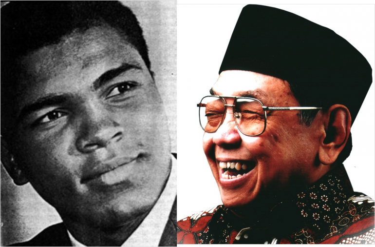 Muhammad Ali dan Gus Dur. (Foto : http://www.aavw.org/ dan //www.ipnu.or.id/)