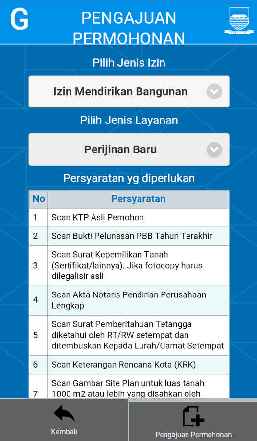 Form Pengajuan Permohonan (Sumber: Google Playstore)