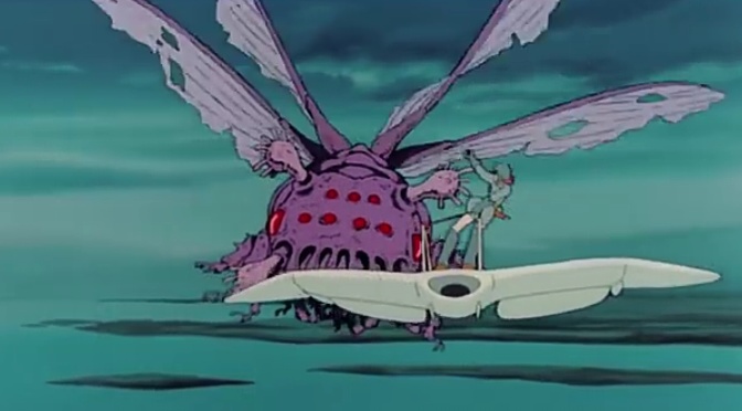 Nausicaa berani membimbing monster kembali ke hutannya (sumber: trailer film youtube)