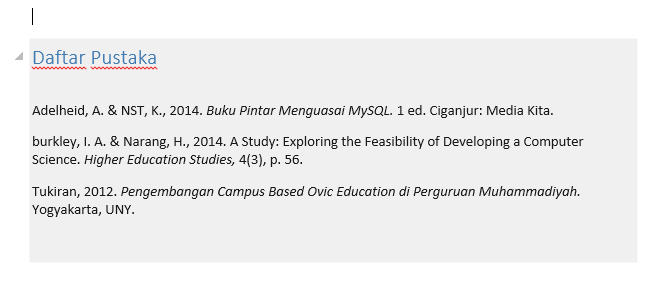 Hasil references, kata references dapat diganti