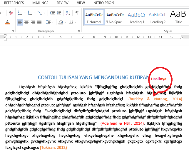 hasil meletakkan