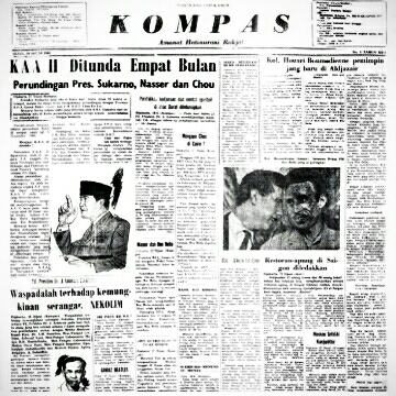 Harian kompas edisi perdana 28 Juni 1965 Sumber: Arsip Kompas di akun twitter @Kompasmuda