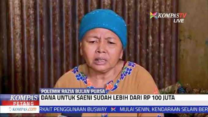 Netizen mengumpulkan dana untuk Saeni. KompasTV Youtube Channel