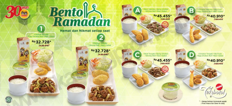 berbagai pilihan Bento Ramadhan yang bisa dinikmati untuk buka bersama Photo by Hokben