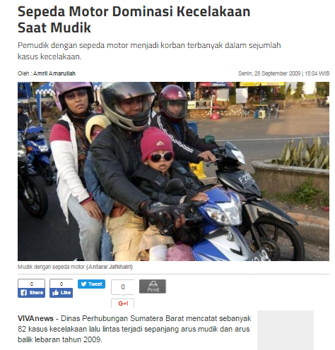 Sepeda Motor Dominasi Kecelakaan Saat Mudik Lebaran (nasional.news.viva.co.id)