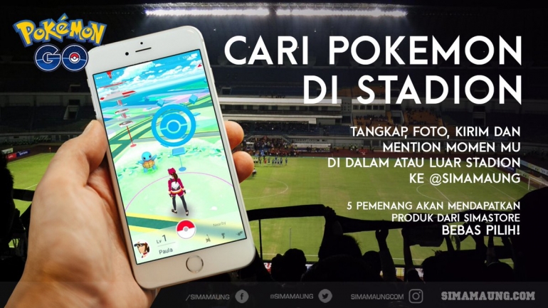 Bermain Pokemon di Stadion. (foto: twitter resmi @simamaung)