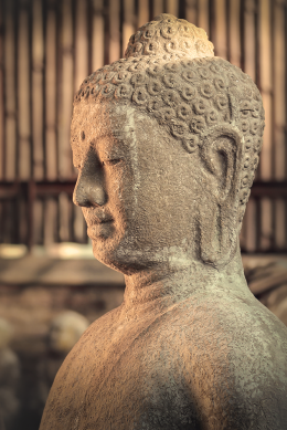 Pola pada pager di BG dan rambut patung Sang Budha (dokpri)