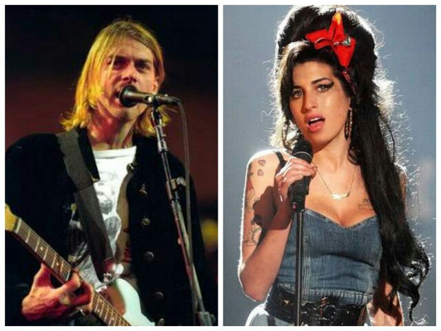 Ki-ka: Kurt Cobain dan Amy Winehouse. Sumber foto Kurt: imdb.com, Amy: people.com