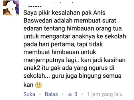 Salah satu status lelucon yg menghina pribadi mantan Mendikbud Anies Baswedan (chapture facebook.com)