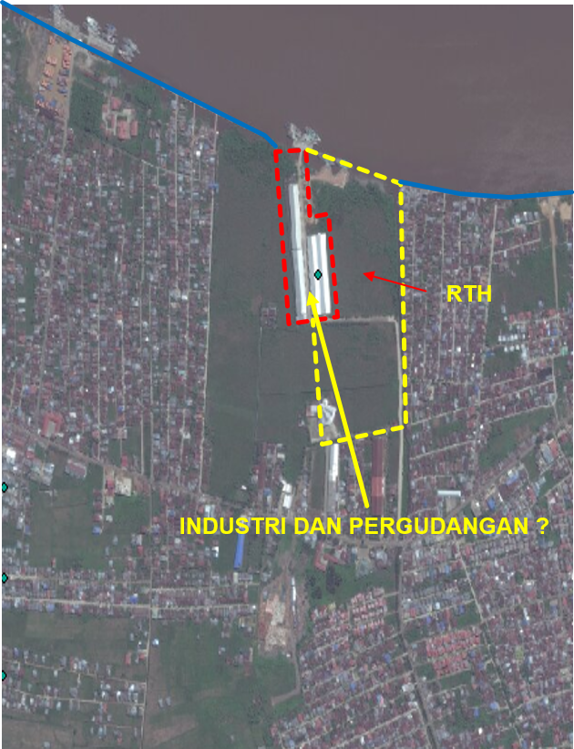 Hasil overlay citra penggunaan lahan dengan peta rencana pola ruang