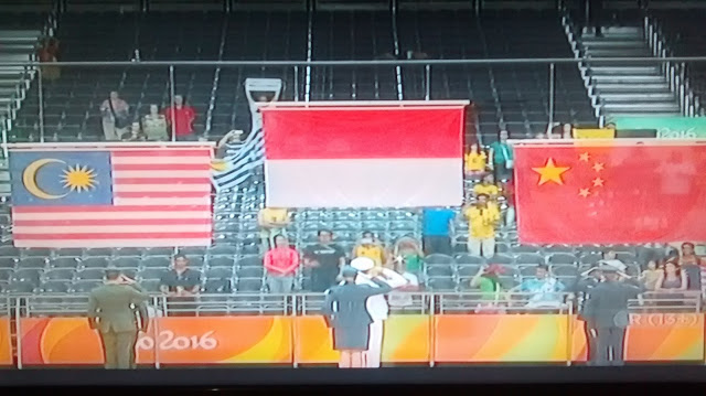 Bendera merah putih berkibar di OG Rio 2016