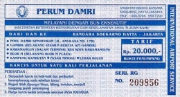 Karcis bis DAMRI dari bandara Soekarno-Hatta (Foto: Djulianto Susantio)