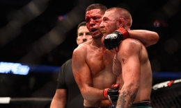 McGregor and Diaz show respect after war. Photo by Getty Image