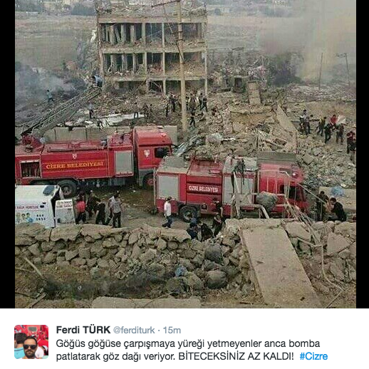 Bom di Cizre, kota bagian tenggara Turki. (Photo by @Ferditurk/Twitter))
