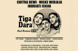 Film Tiga Dara yang berhasil direstorasi di Cineteca di Bologna kini dapat disaksikan di bioskop-bioskop Indonesia. (foto sumber: Kompasiana.com)