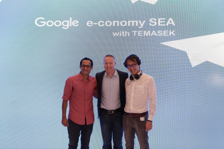 Keterangan Foto: (Ki-Ka): Nadiem Makarim - CEO dan Founder GO-JEK Indonesia; Tony Keusgen - Managing Director Google Indonesia; Hadi Wenas - CEO MatahariMall.com.