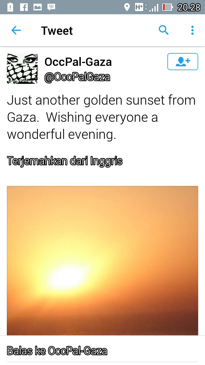 Sunset di Gaza @OccPal_Gaza