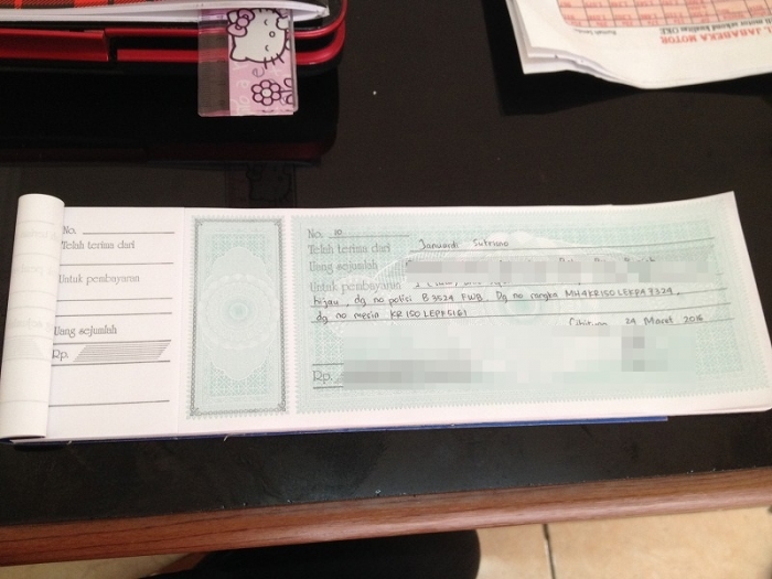 Contoh Penulisan Kwitansi Jual Beli Mobil