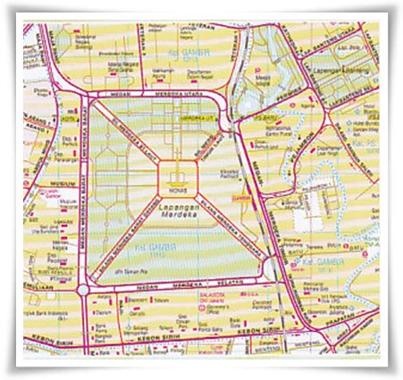 Kawasan Medan Merdeka, Sumber Street Atlas Jakarta 2005/6 karya G.W. Holtorf yang dikutip Heuken, 2007
