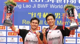 Hendra/Ahsan saat menjadi Juara Dunia 2015/badmintonindonesia.org