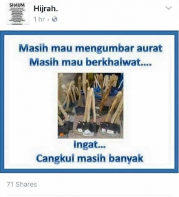 Tangkapan layar 'meme cangkul'. Sumber: Facebook.com