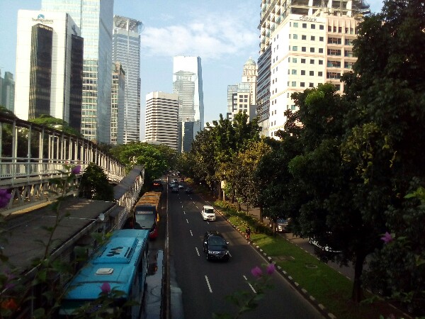 Kawasan Sudirman Jakarta yang akan diterapkan sebagai kawasan Electronic Road Pricing (ERP) bagi para pemilik kendaraan yang melintasi jalan sepanjang Sudirman-Thamrin itu (dokpri)