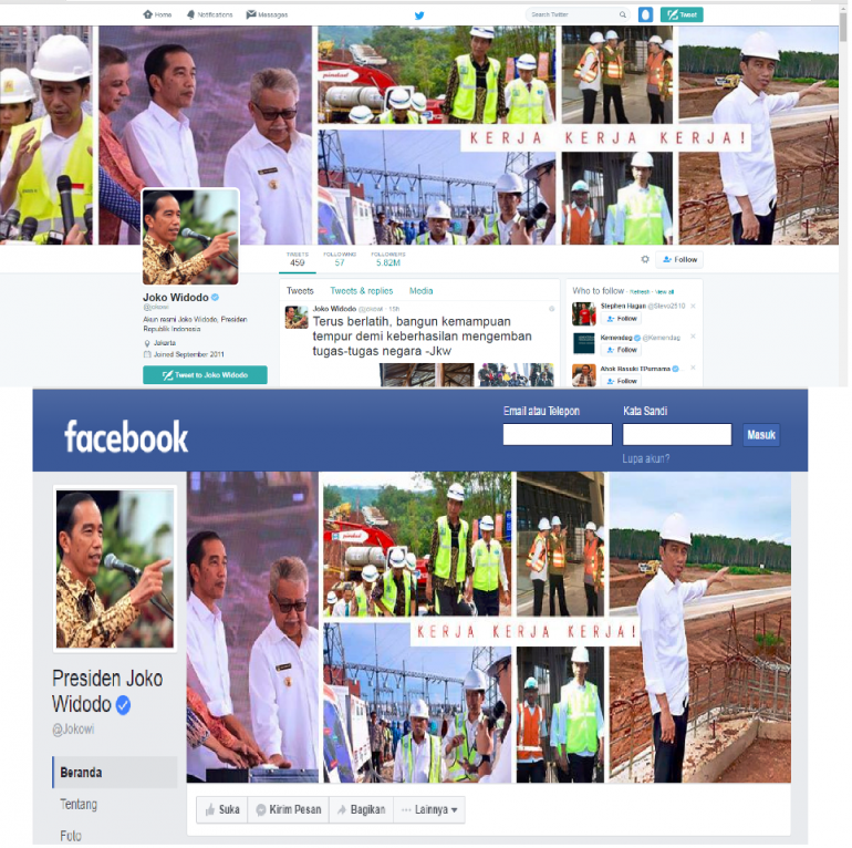 Wallpaper Twitter dan Facebook Jokowi (Dok: Facebook and Twitter)