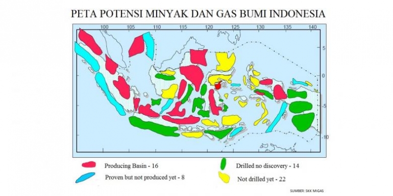 Peta potensi cadangan migas Indonesia/gambar Kompas.com.